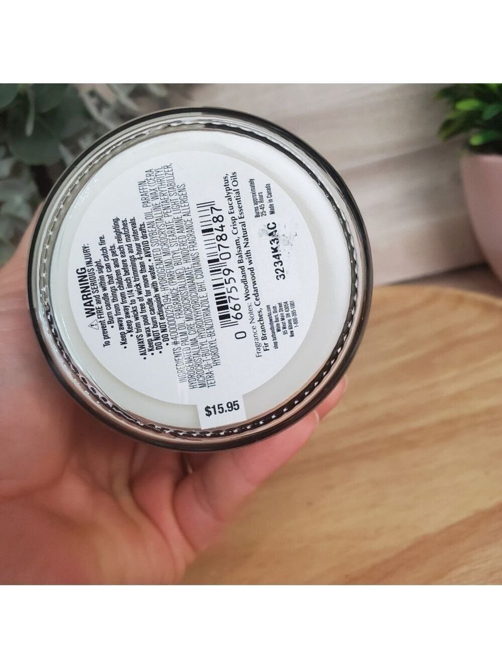BBW White Barn Fresh Balsam Scented Candle Single Wick White - Picture 2 of 3